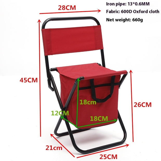 Portable Folding Chair Multifunctional Fishing Ice Pack Stool Camping Folding Stool Can Back Arm Chair