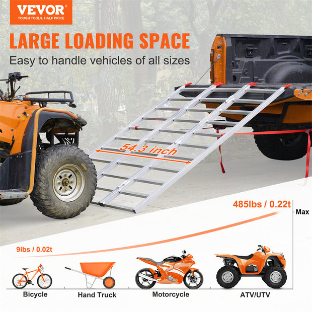 VEVOR Tri-Fold Aluminum Loading Ramp 1500 Lbs 77in X 54in For Tractors ATVs UTVs