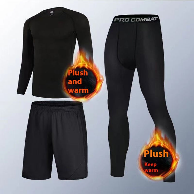 Tights Men's Winter Fleece-lined Quick-drying Warm Keeping Sports Underwear Base High Elastic Training Running Outfit