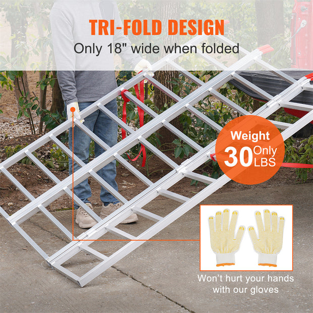 VEVOR Tri-Fold Aluminum Loading Ramp 1500 Lbs 77in X 54in For Tractors ATVs UTVs