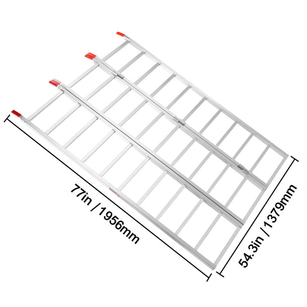 VEVOR Tri-Fold Aluminum Loading Ramp 1500 Lbs 77in X 54in For Tractors ATVs UTVs