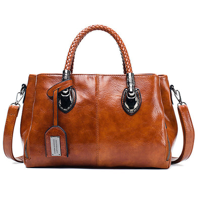 Women Vintage Oil Wax leather luxury handbags