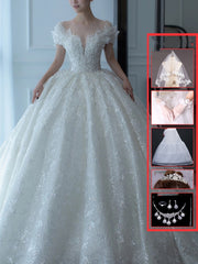 Off Shoulder French Maid Wedding Dress