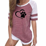 Dog Paw Print T-shirt Top for Woman