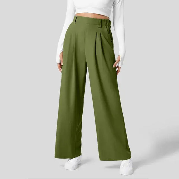 Solid Wide Leg Pants For Woman Work Business