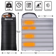 ANTARCTICA GEAR Heated Sleeping Bag, 5pcs Heating Areas Sleeping Bags 3 Adjustable Heating Levels Cold Weather Sleeping Bag For All Season Hiking & Camping