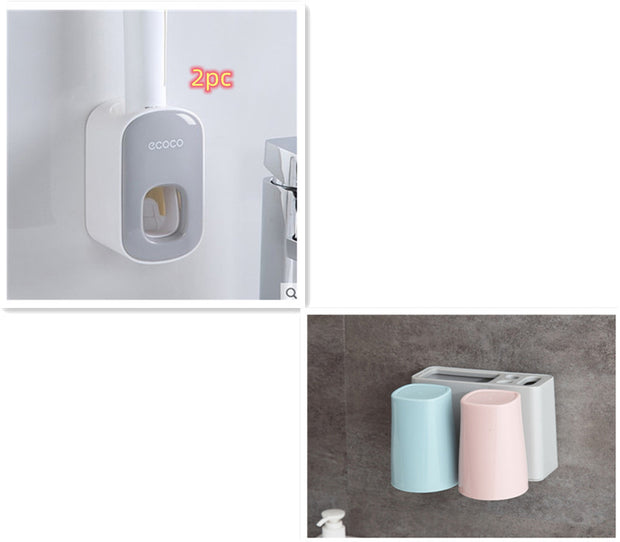 Wall Mounted Automatic Toothpaste Holder Bathroom Accessories Set Dispenser