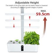 Smart Hydroponics Growing System Indoor Garden Kit 9 Pods Automatic Timing with Height Adjustable 15W LED Grow Lights 2L Water Tank Smart Water Pump for Home Office Kitchen