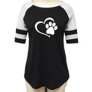 Dog Paw Print T-shirt Top for Woman